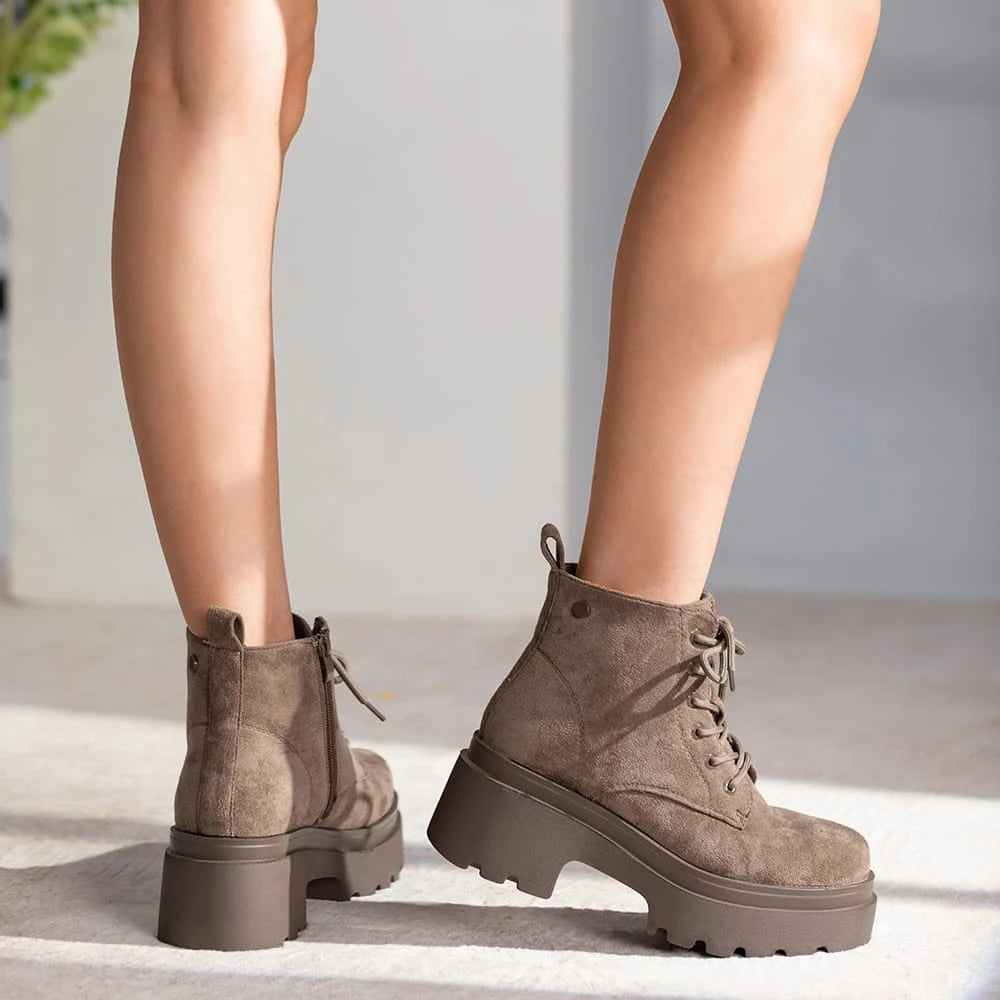 BOTINES PLATAFORMA MUJER CAQUI WEIDE DH31