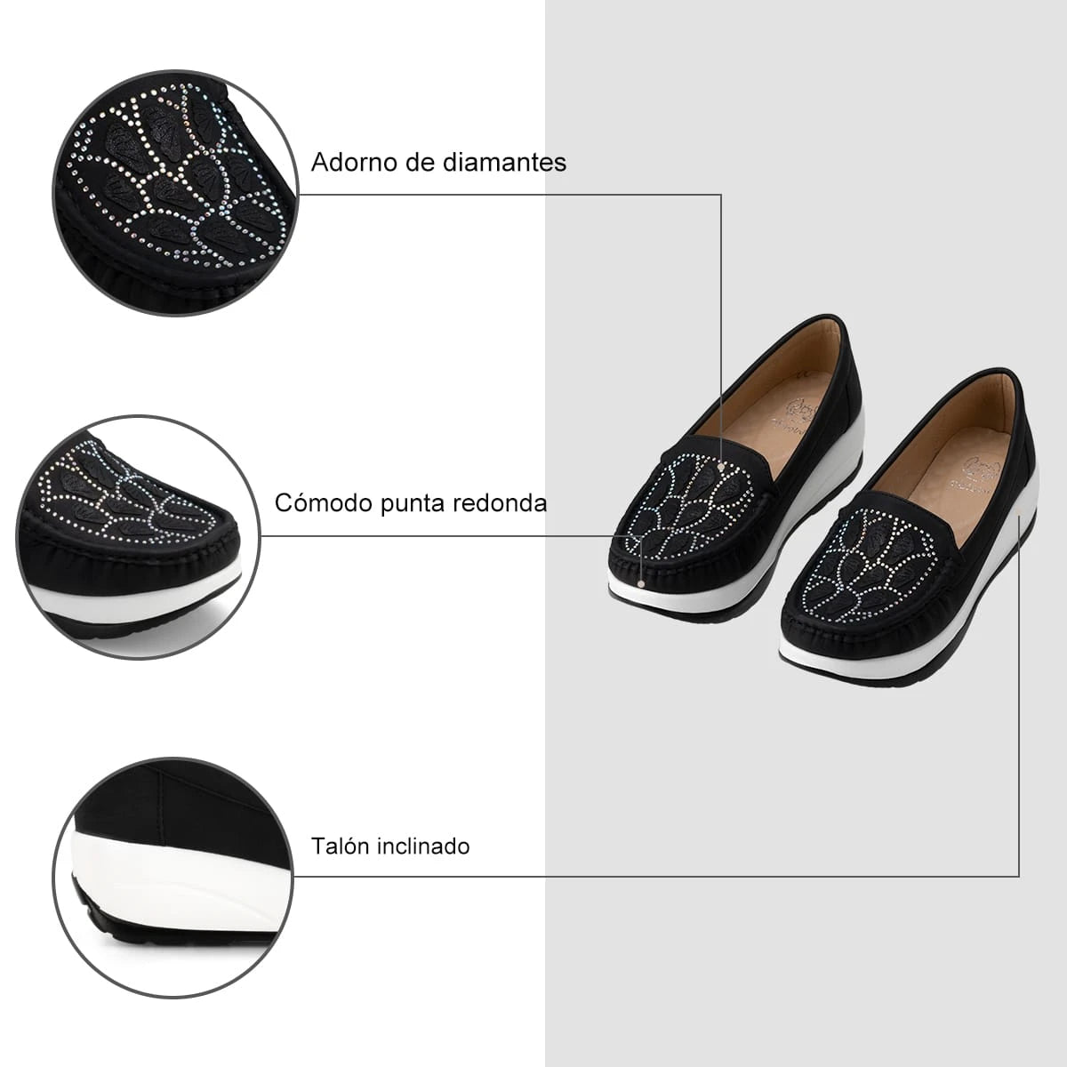 Mocasin Mujer Victoria Negro Weide