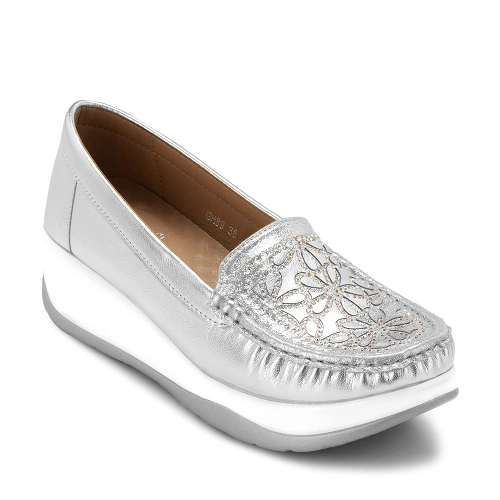 Mocasin Mujer Zoelia Plateado Weide