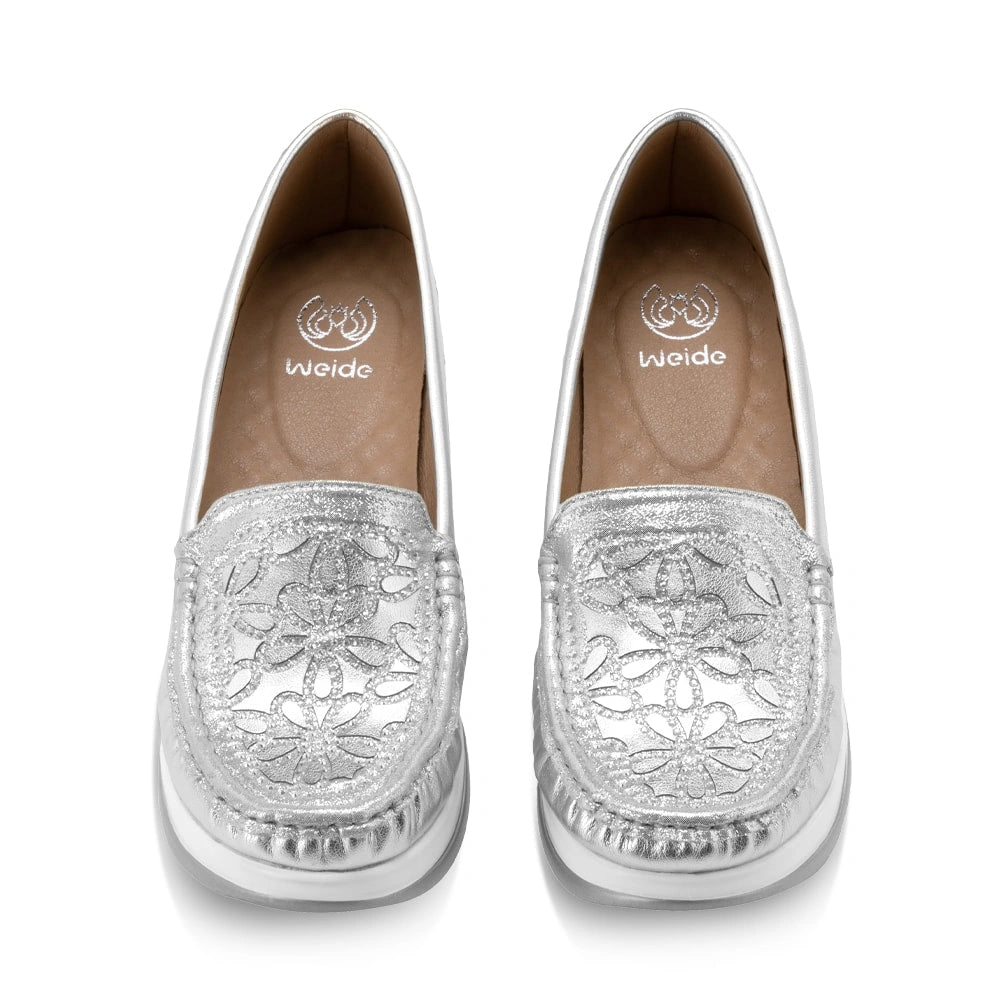 Mocasin Mujer Zoelia Plateado Weide