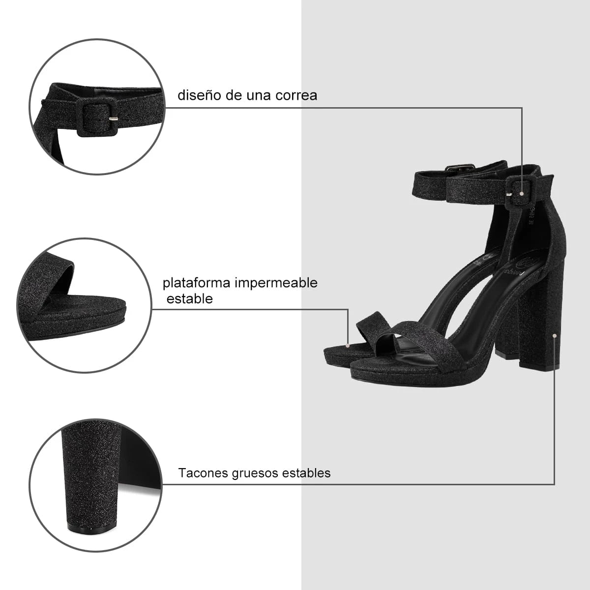 Sandalias Fiesta Mujer Carme Negro Weide