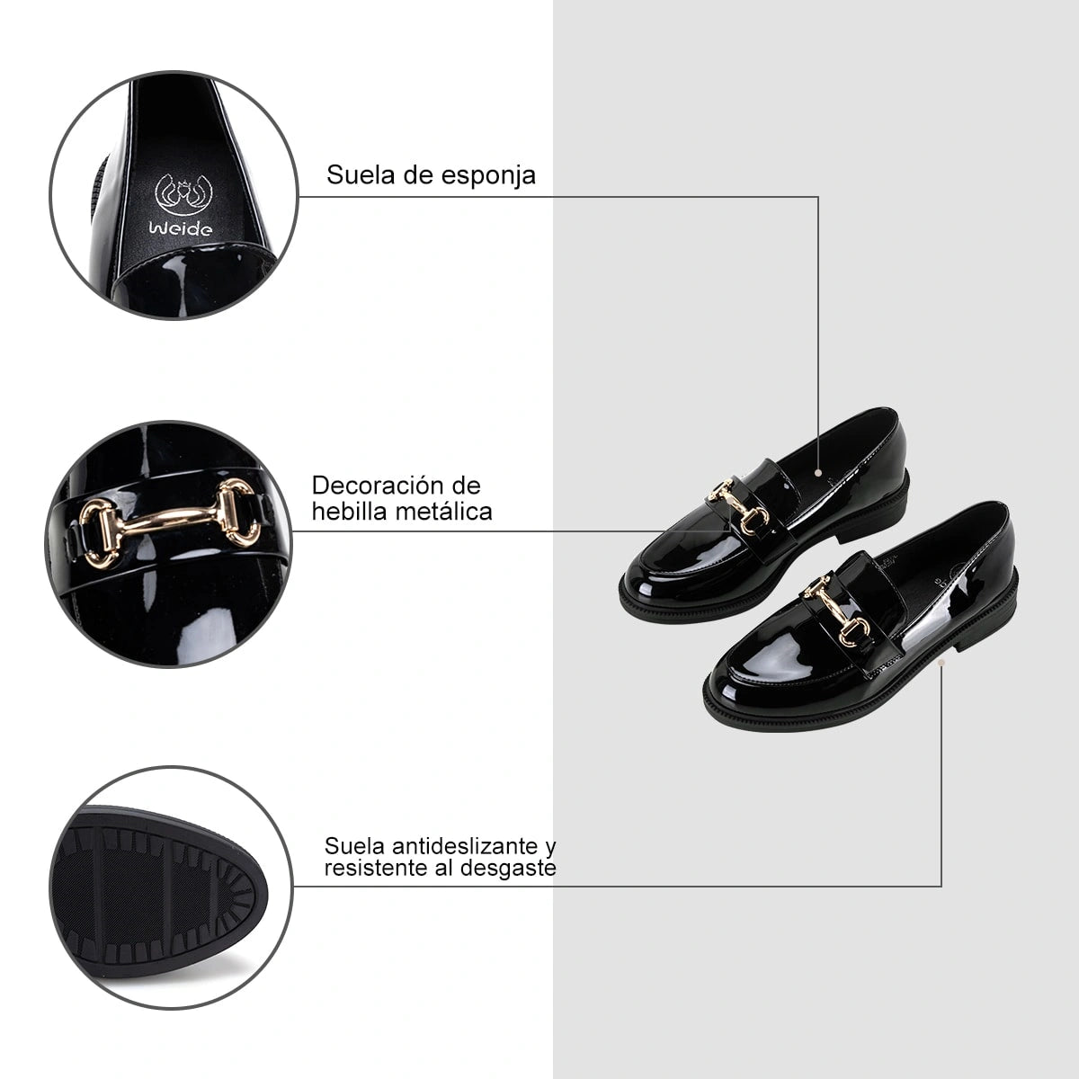 Mocasin Mujer Odette Negro Weide