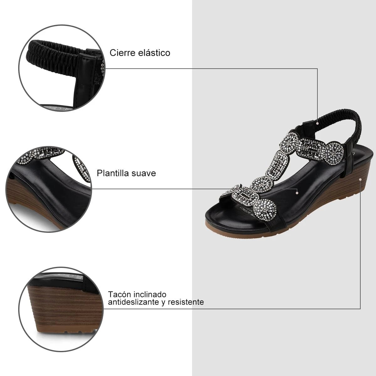 Sandalias Mujer Pilar Negro Weide