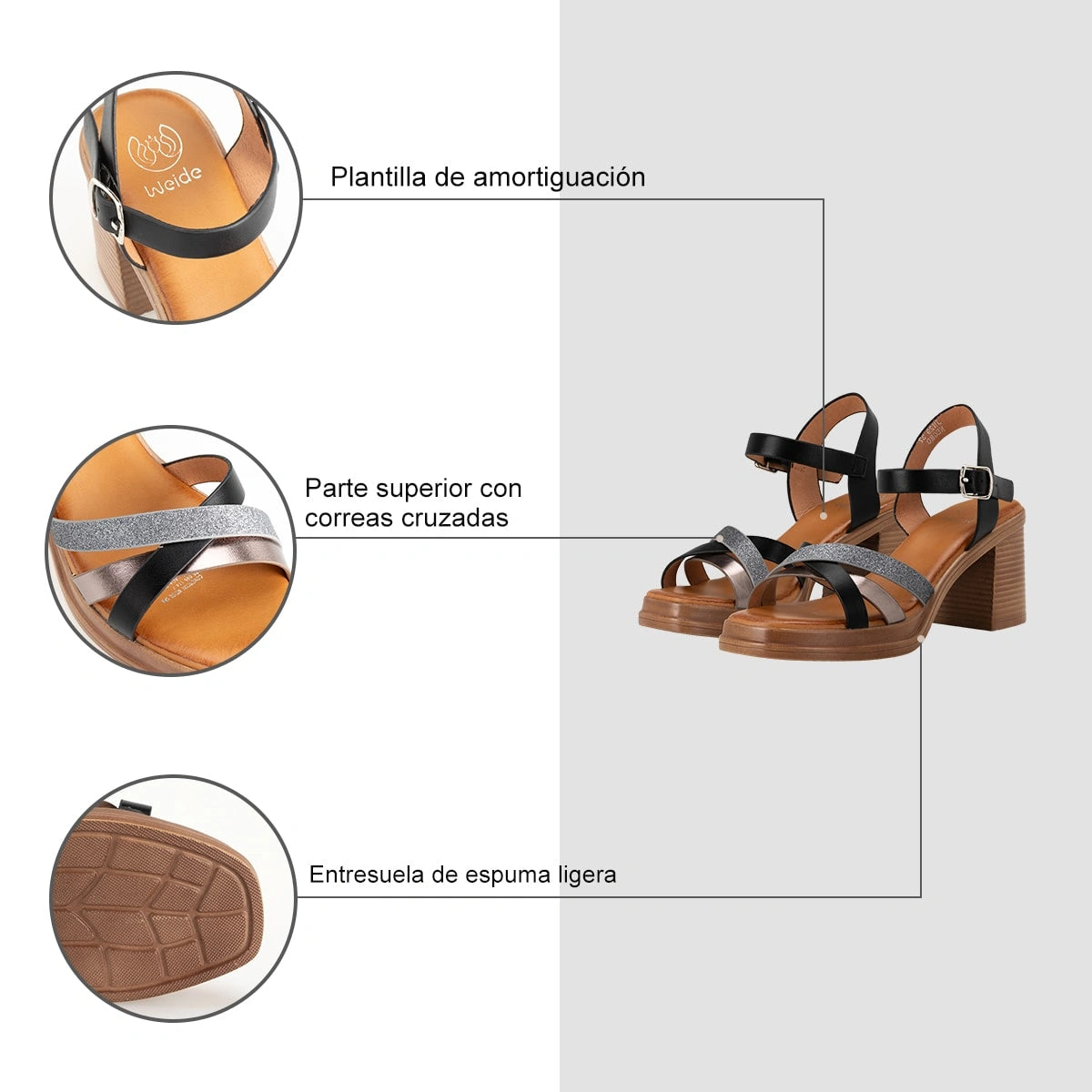 Sandalias Mujer Ramona Negro Weide
