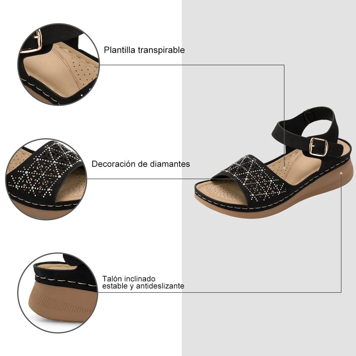 Sandalias Mujer Sancha Negro Weide