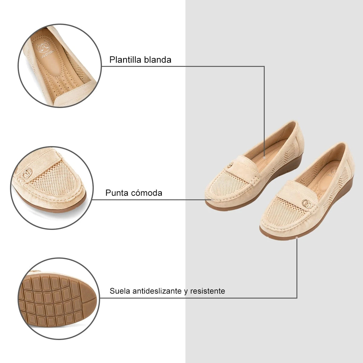 Mocasin Mujer Nieves Beige Weide