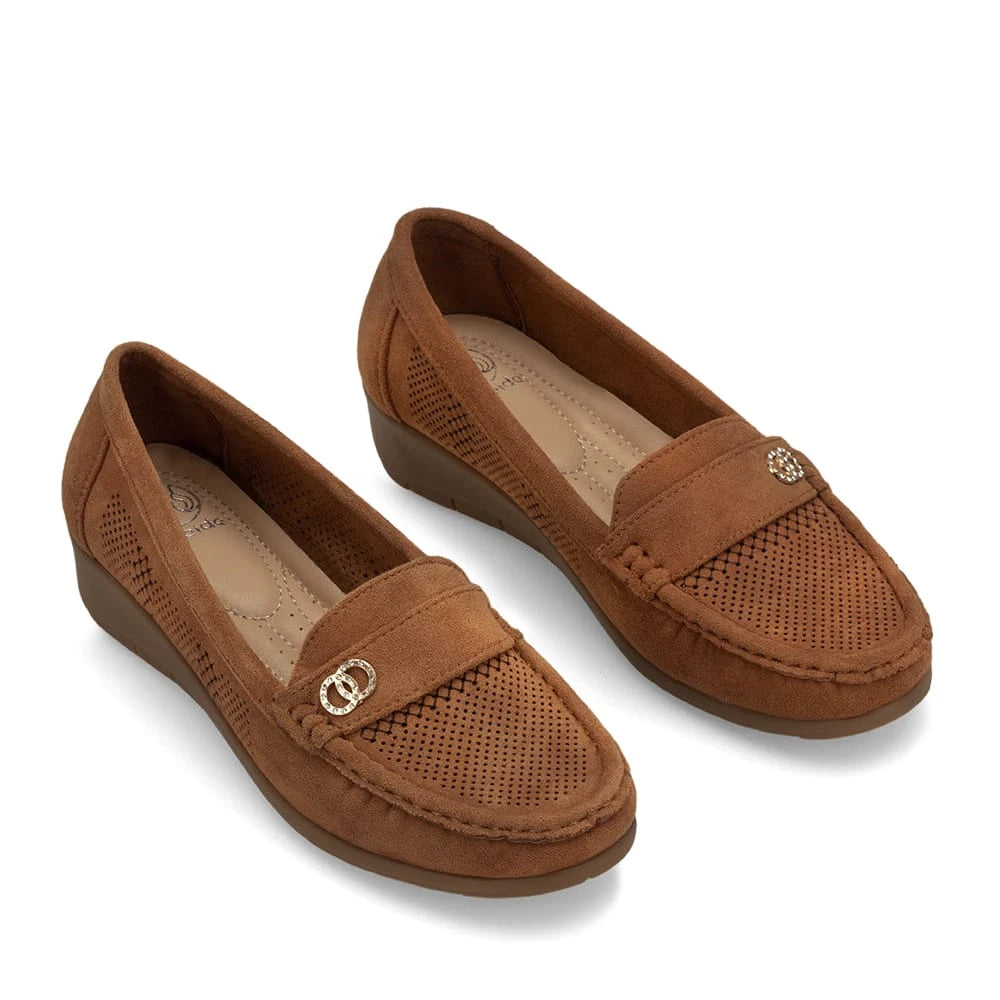 Mocasin Mujer Nieves Camel Weide