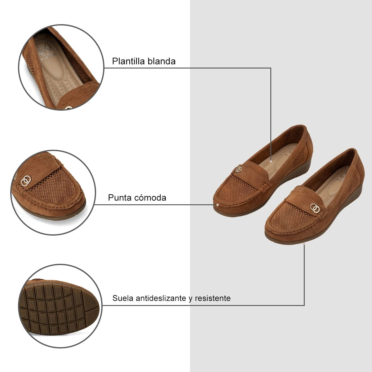 Mocasin Mujer Nieves Camel Weide