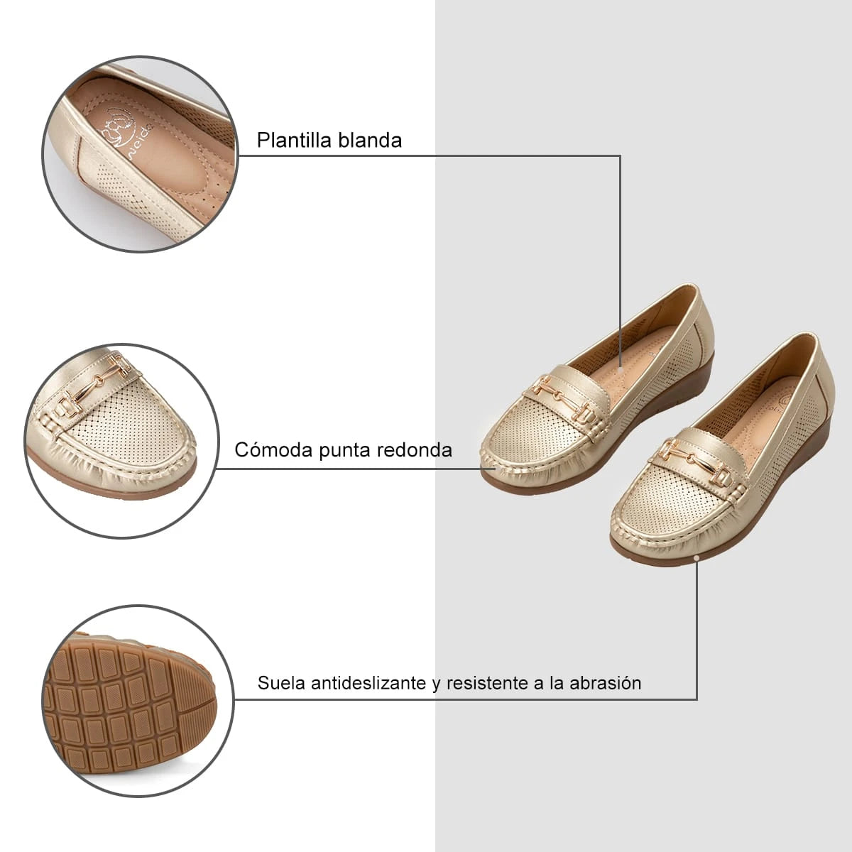 Mocasin Mujer Veronica Dorado Weide