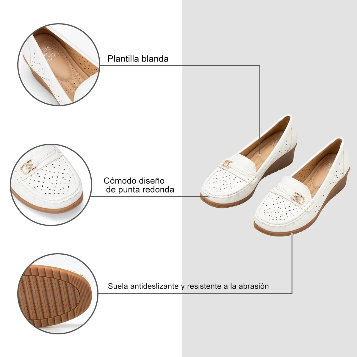 Mocasin Mujer Abril Blanco Weide