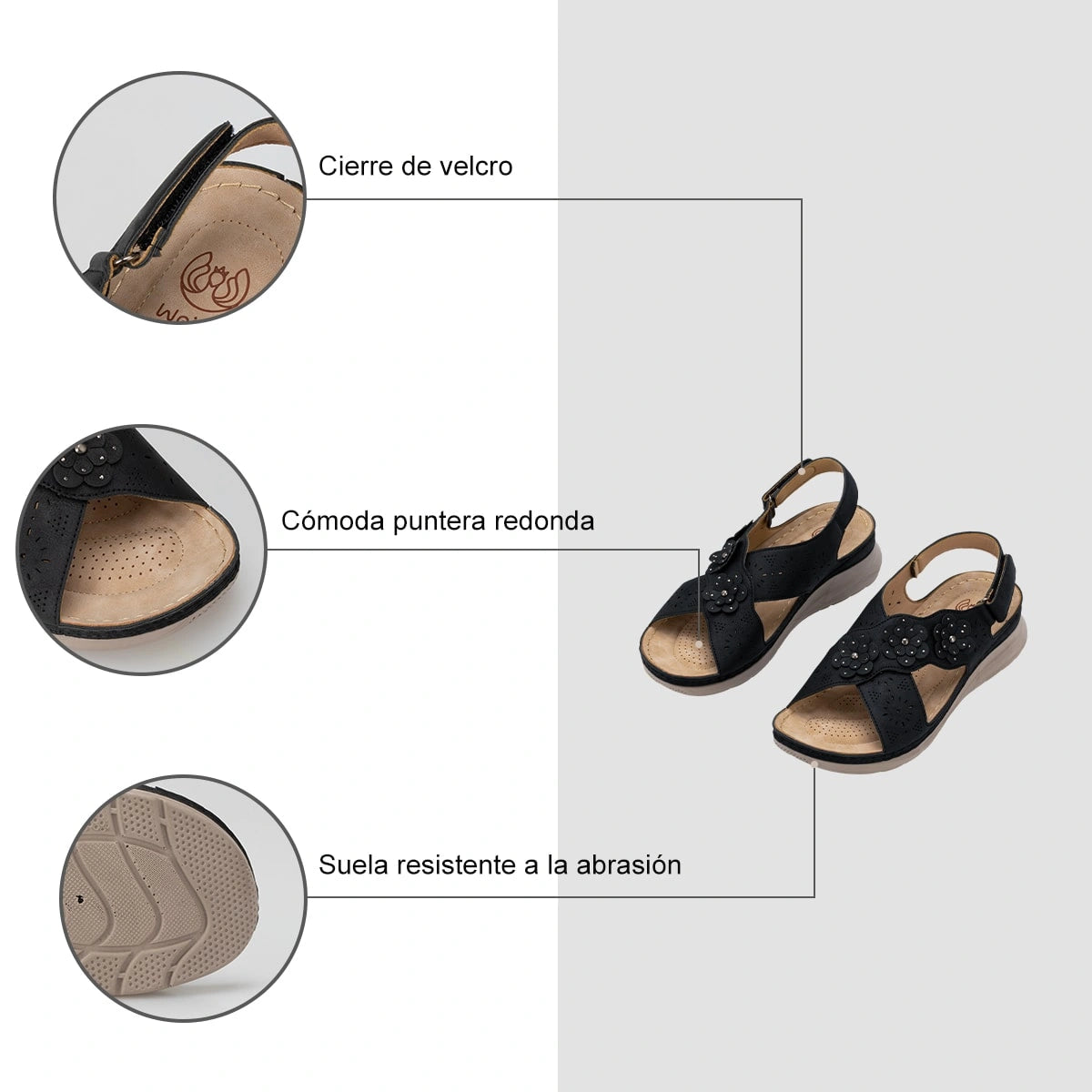 Sandalias Mujer Sandra Negro Weide