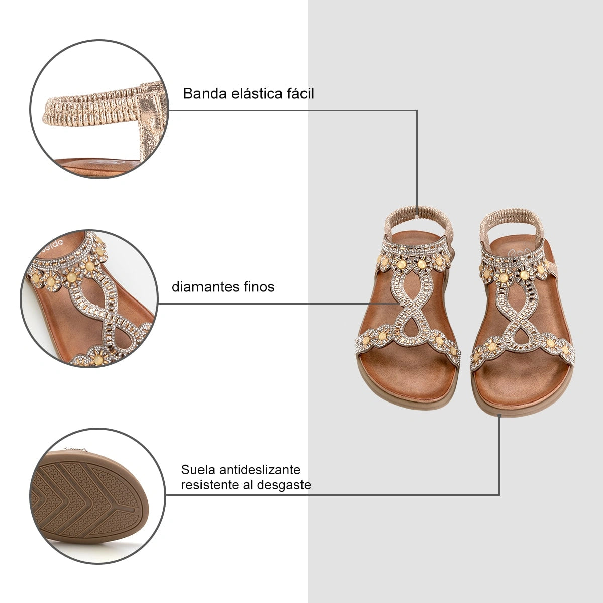 Sandalias Mujer Esperanza Dorado Weide