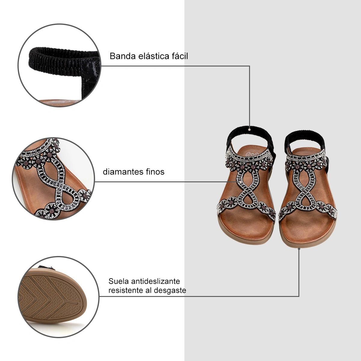 Sandalias Mujer Esperanza Negro Weide