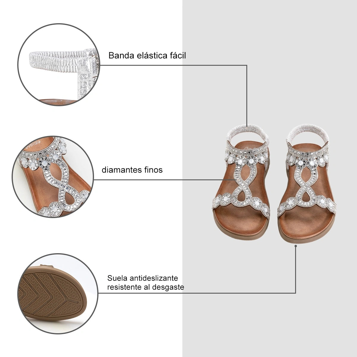 Sandalias Mujer Esperanza Plateado Weide
