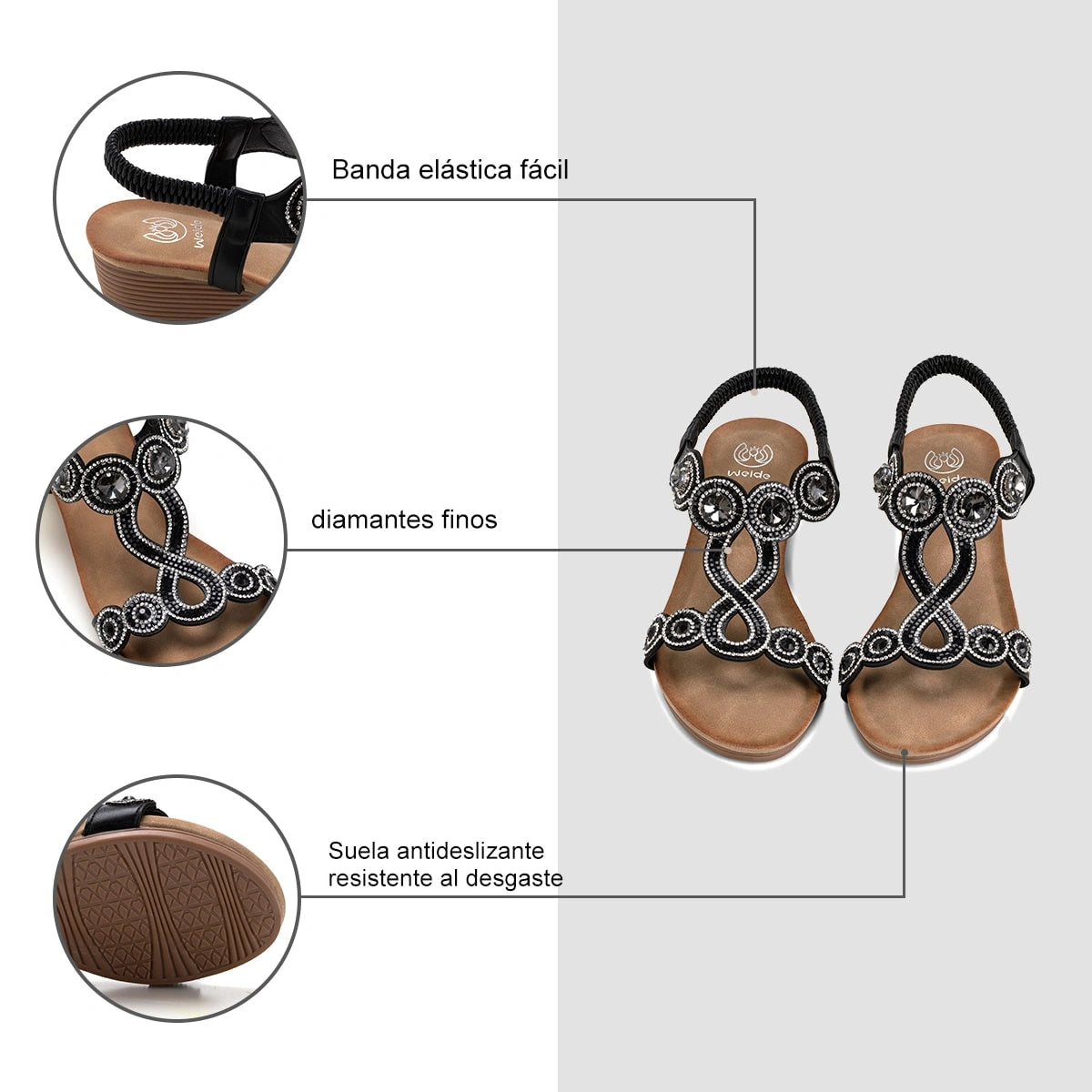 Sandalias Mujer Adelina Negro Weide