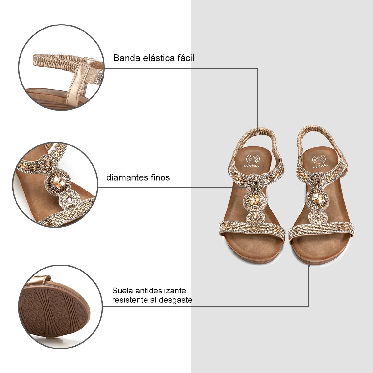 Sandalias Mujer Jacinta Dorado Weide