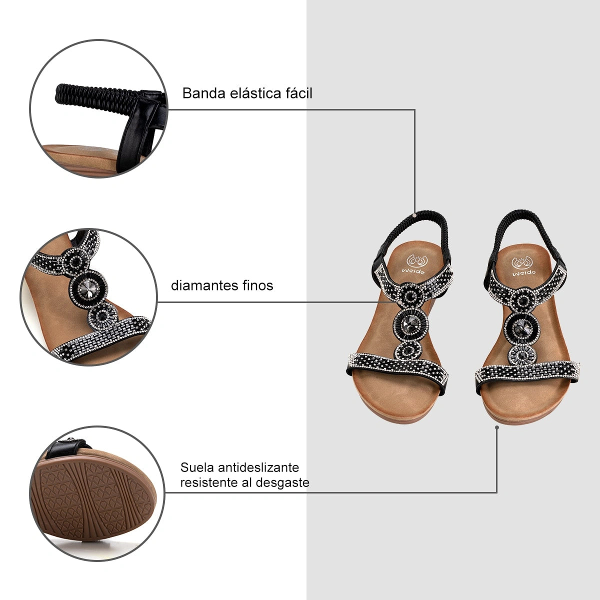 Sandalias Mujer Jacinta Negro Weide