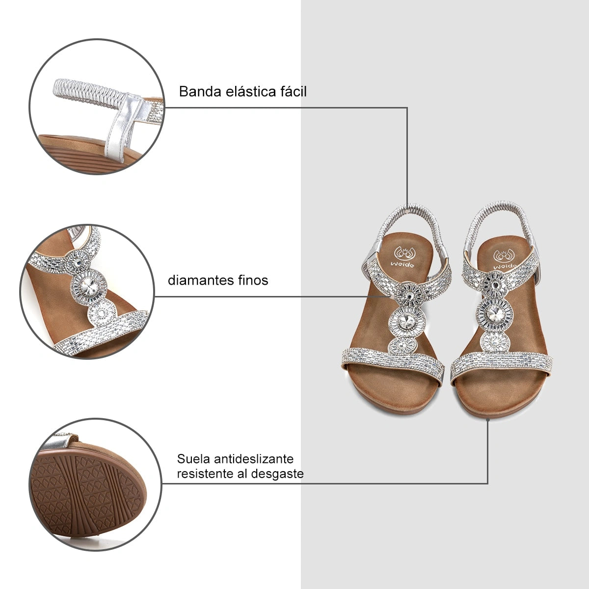Sandalias Mujer Jacinta Plateado Weide
