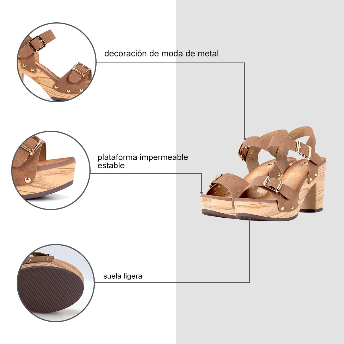 Sandalias Mujer Yolanda Camel Weide