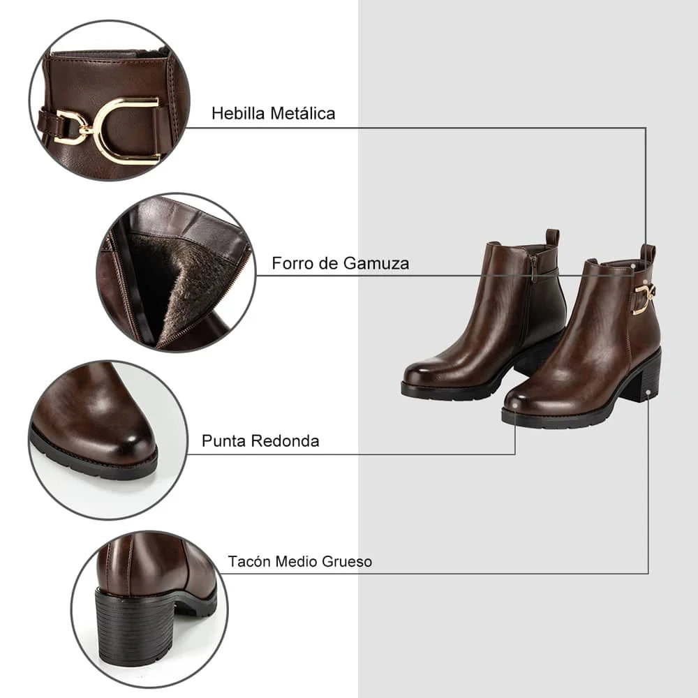 BOTINES TACO MUJER MARRON WEIDE QBM05