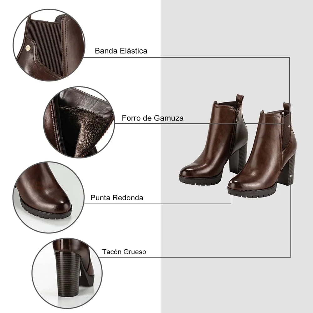 BOTINES TACO MUJER MARRON WEIDE QBM06