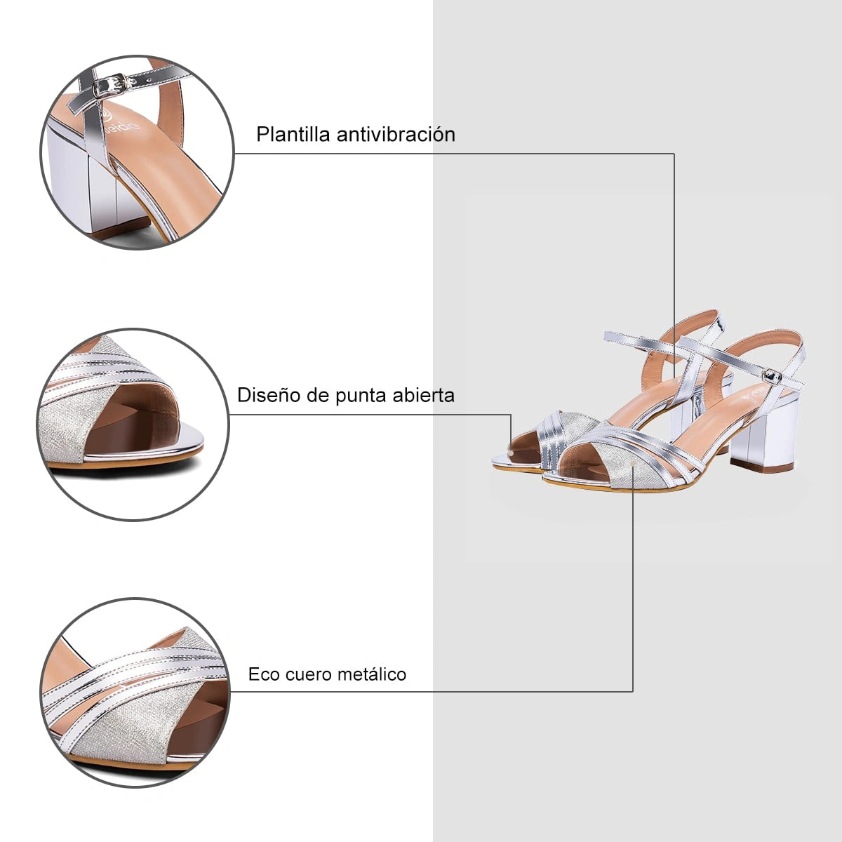 Sandalias Fiesta Mujer Sara Plateado Weide