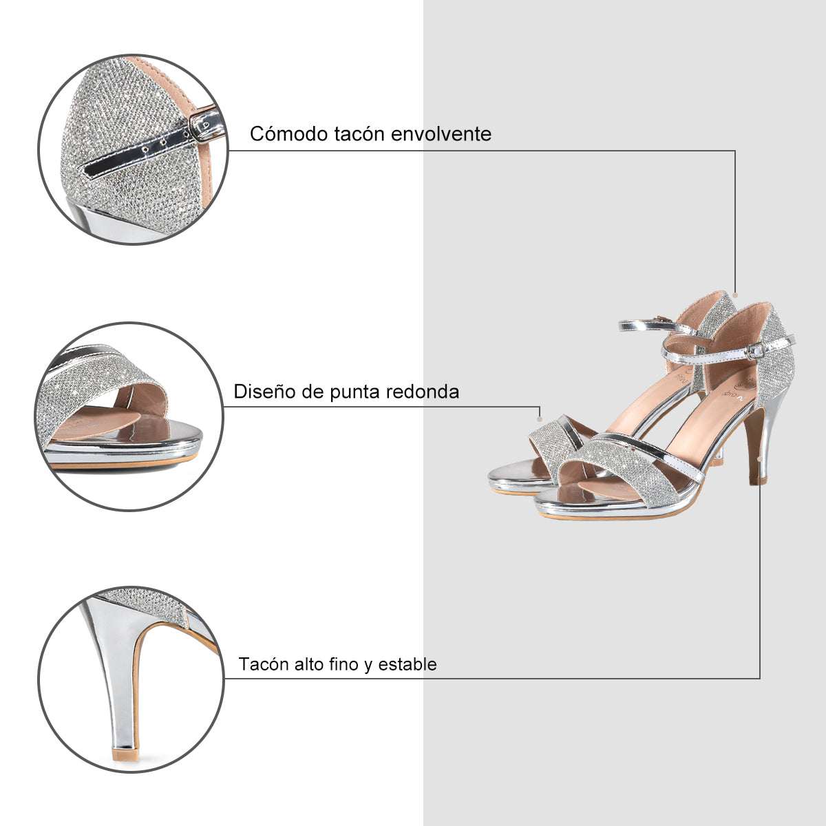 Sandalias Fiesta Mujer Doris Plateado Weide