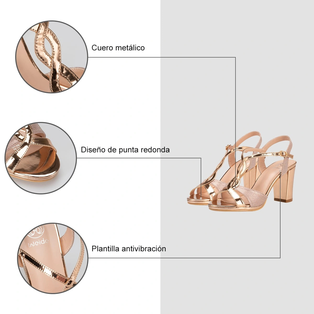 Sandalias Fiesta Mujer Leirra Champan Weide