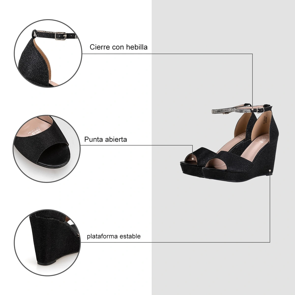 Sandalias Mujer Licha Negro Weide