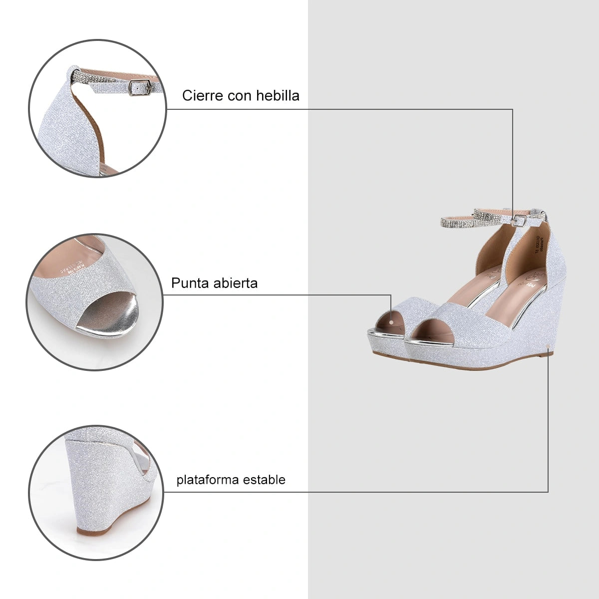 Sandalias Mujer Licha Plateado Weide