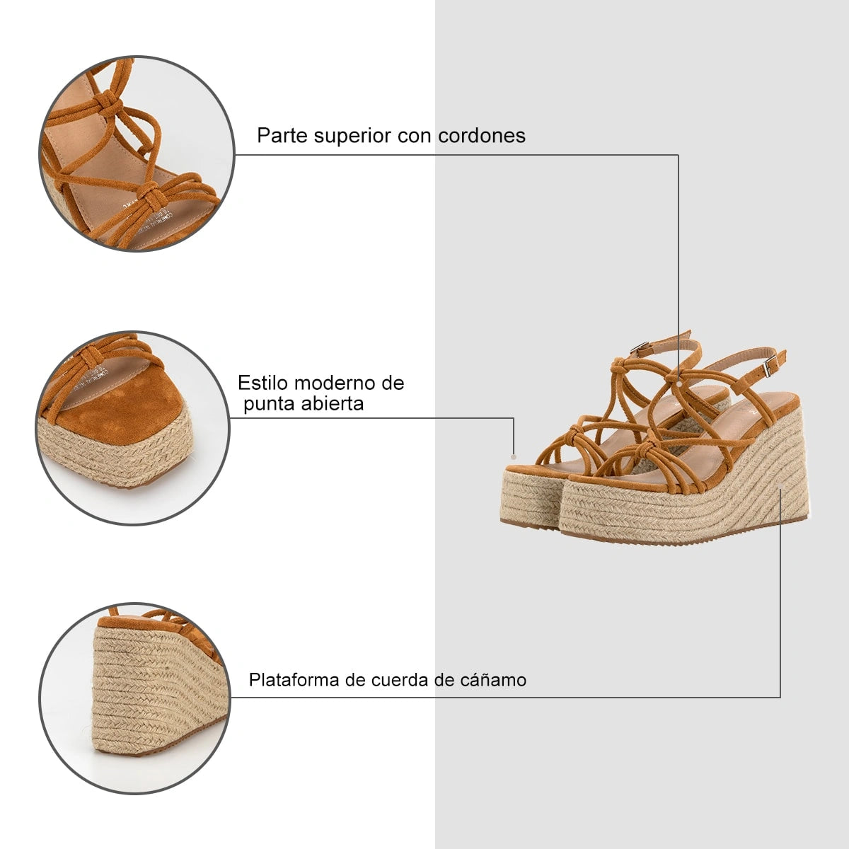 Sandalias Mujer Sofia Camel Weide