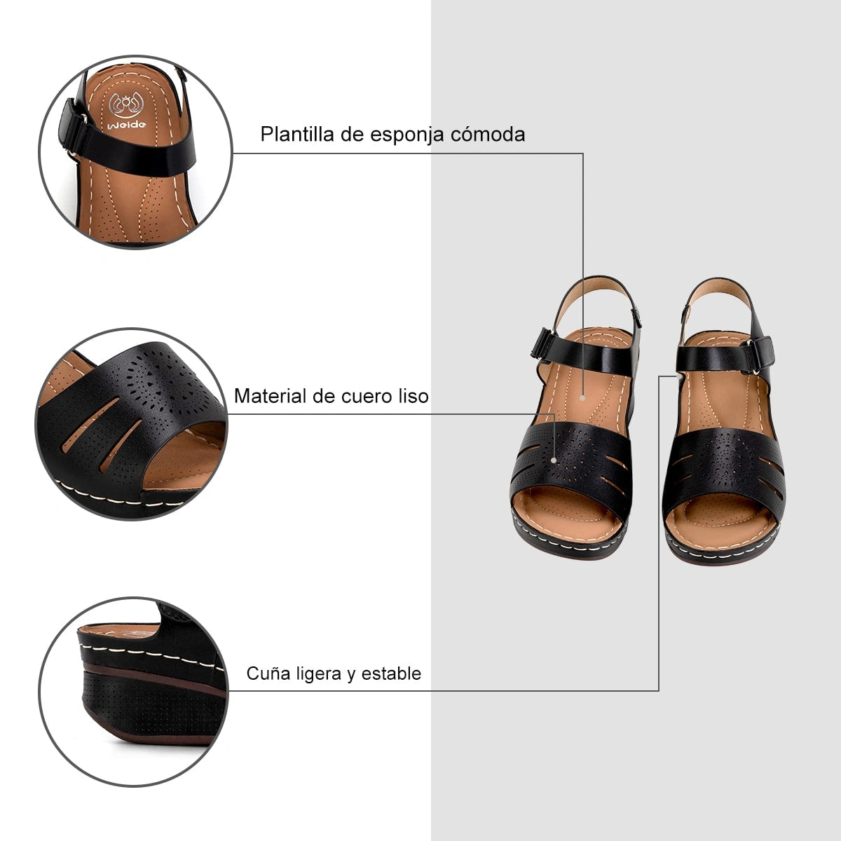 Sandalias Mujer Rocio Negro Weide