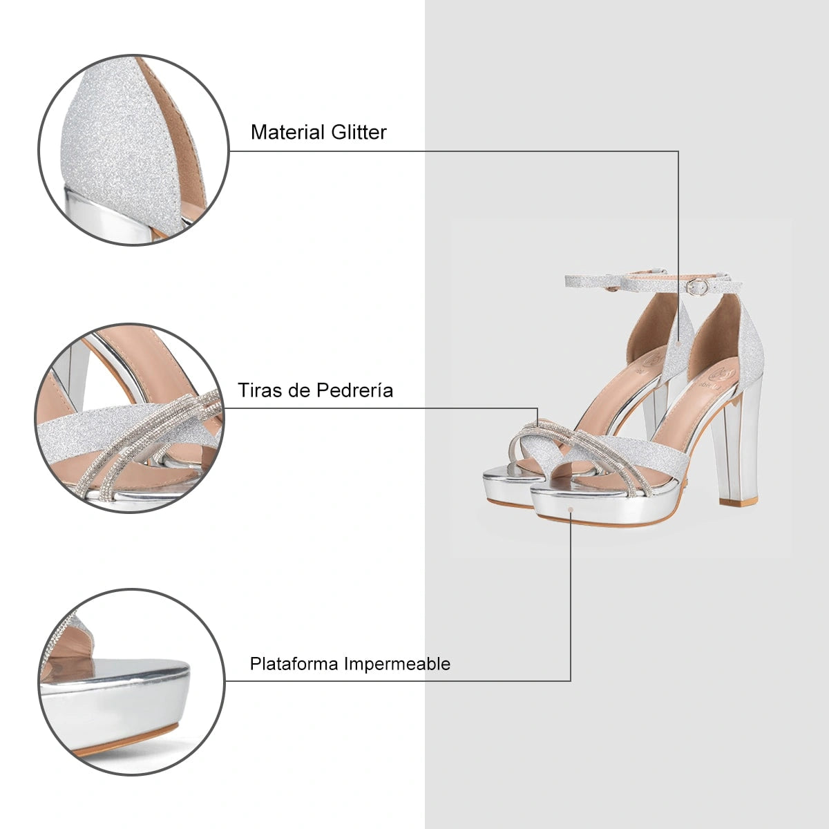 Sandalias Mujer Lourdes Plateado Weide