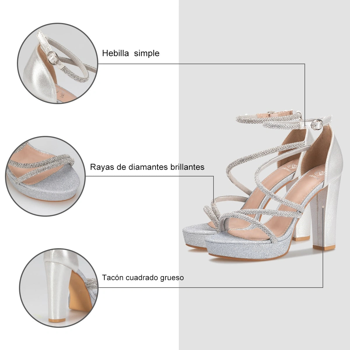 Sandalias Mujer Salma Plateado Weide