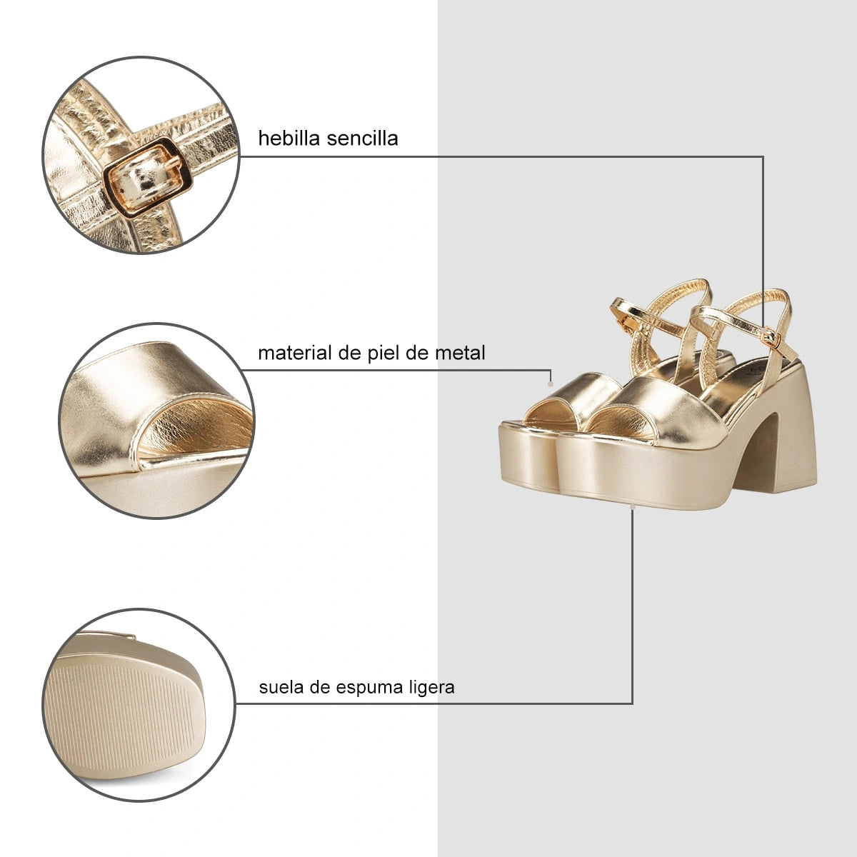 Sandalias Fiesta Mujer Ainoa Dorado Weide