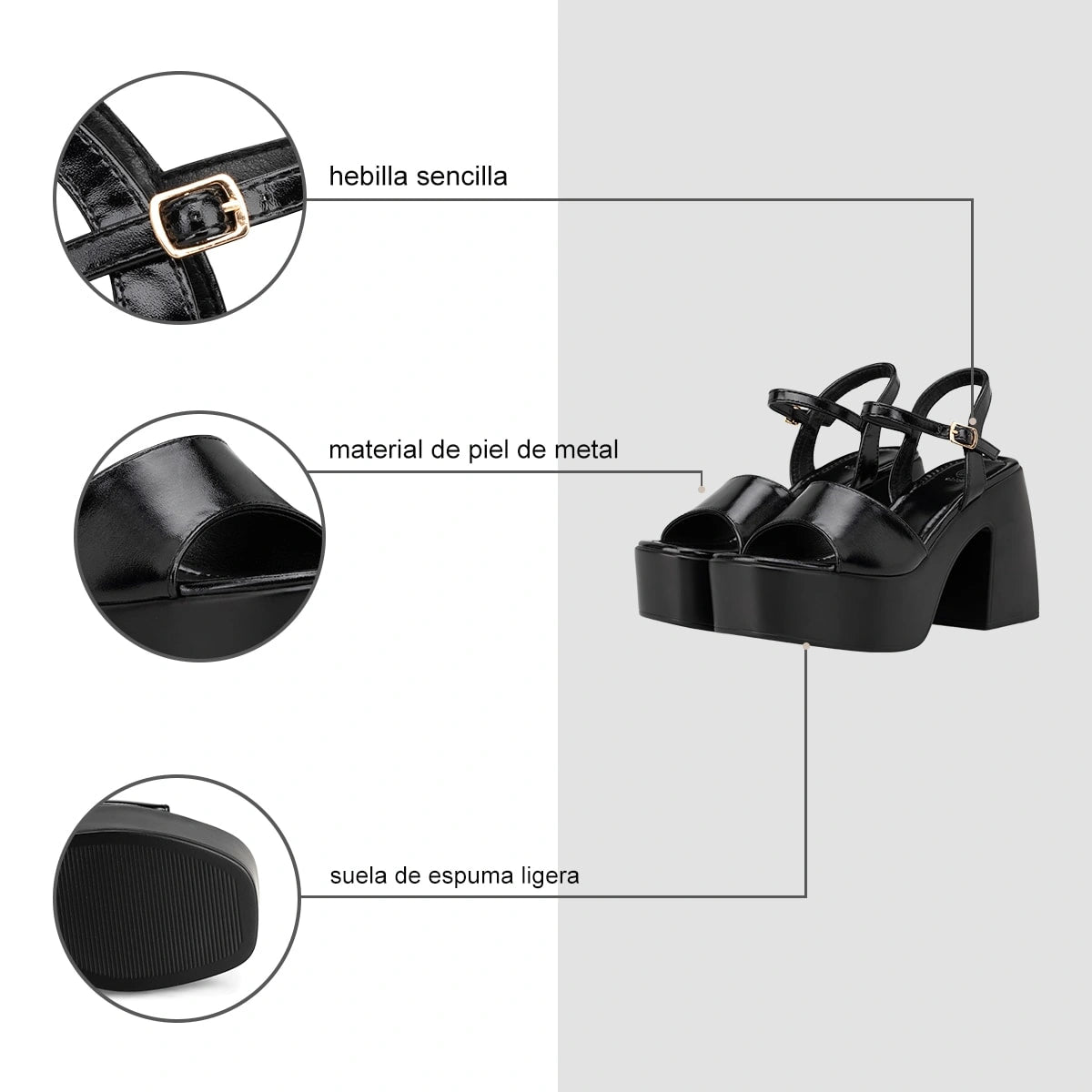 Sandalias Fiesta Mujer Ainoa Negro Weide