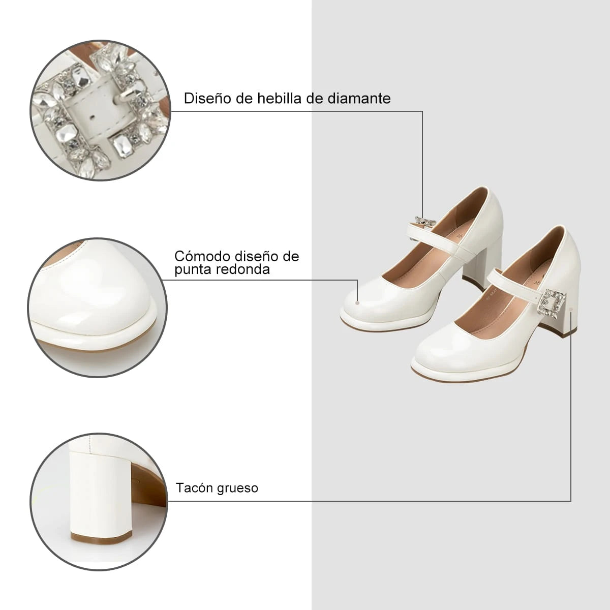 Zapatos Mary Jane Mujer Alma Blanco Weide