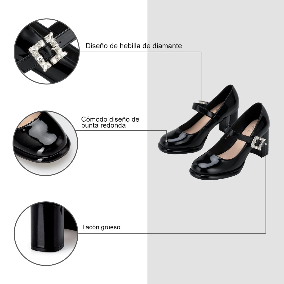 Zapatos Mary Jane Mujer Alma Negro Weide