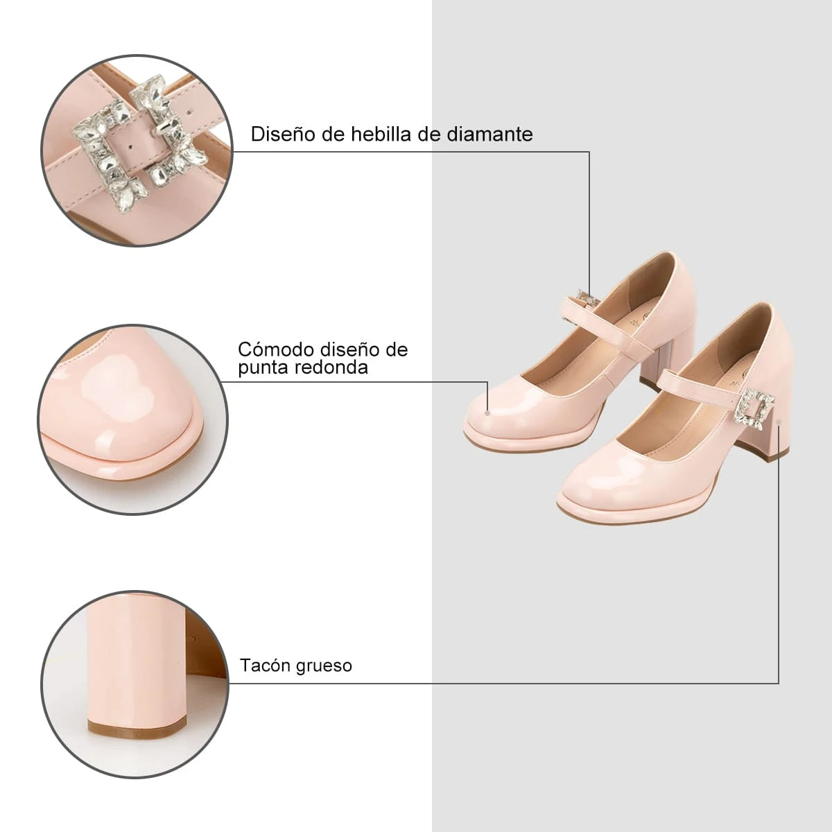 Zapatos Mary Jane Mujer Alma Rosado Weide