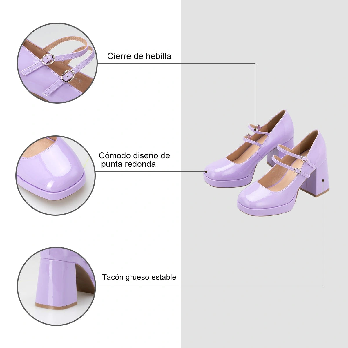 Zapatos Mary Jane Mujer Amada Morado Weide