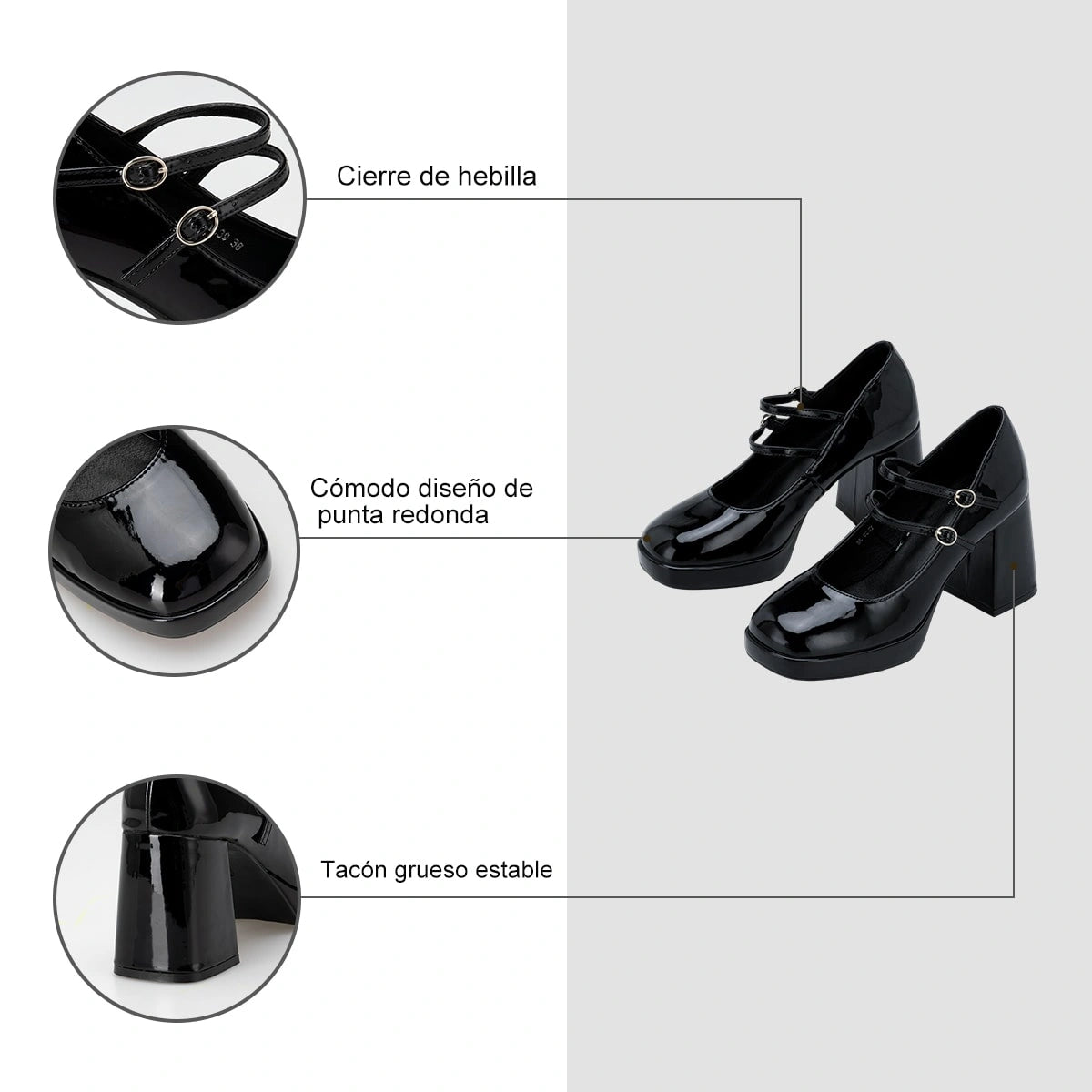 Zapatos Mary Jane Mujer Amada Negro Weide