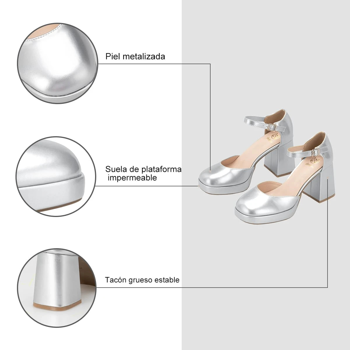 Zapatos Mary Jane Mujer Amalia Plateado Weide