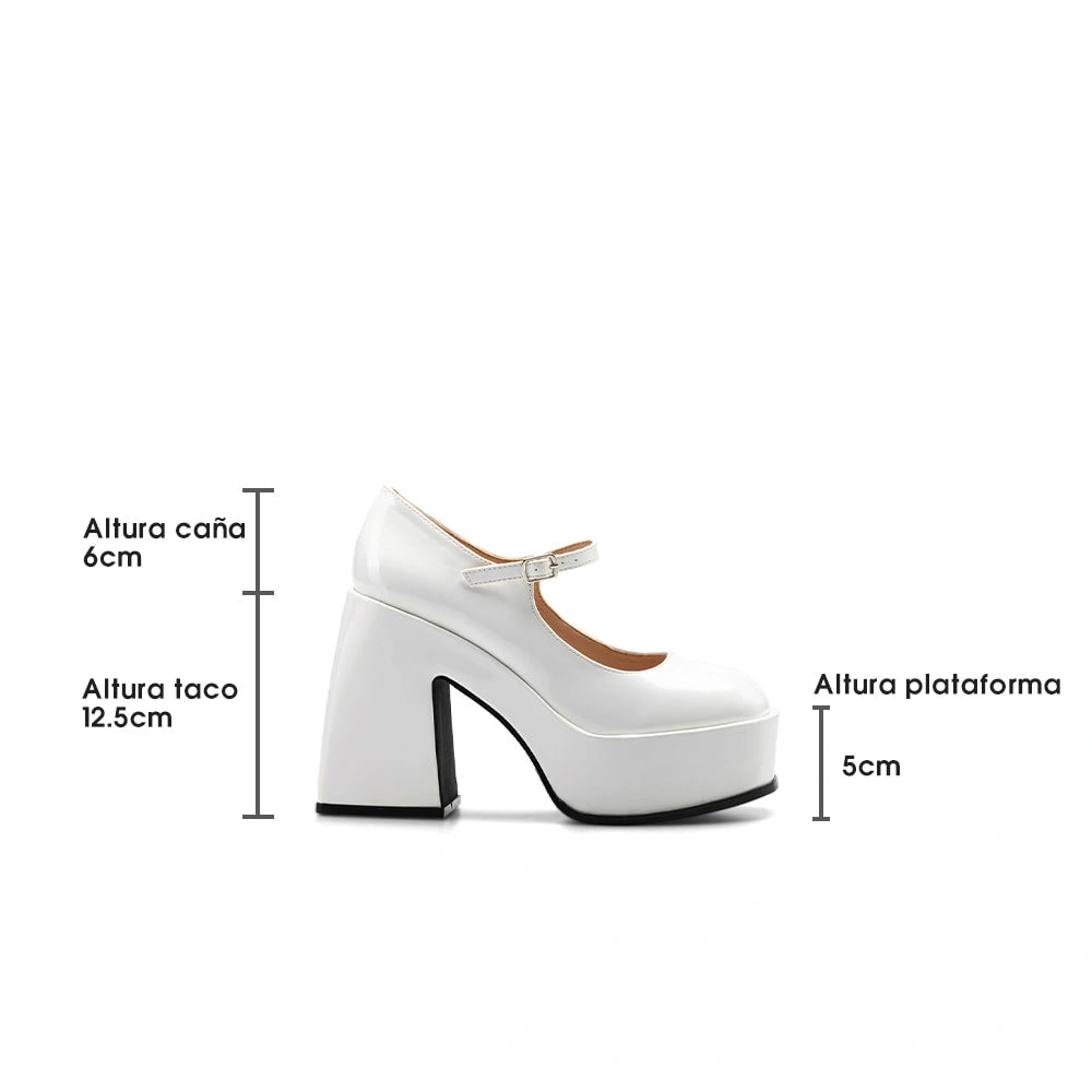 Zapatos Mary Jane Mujer Amapola Blanco Weide