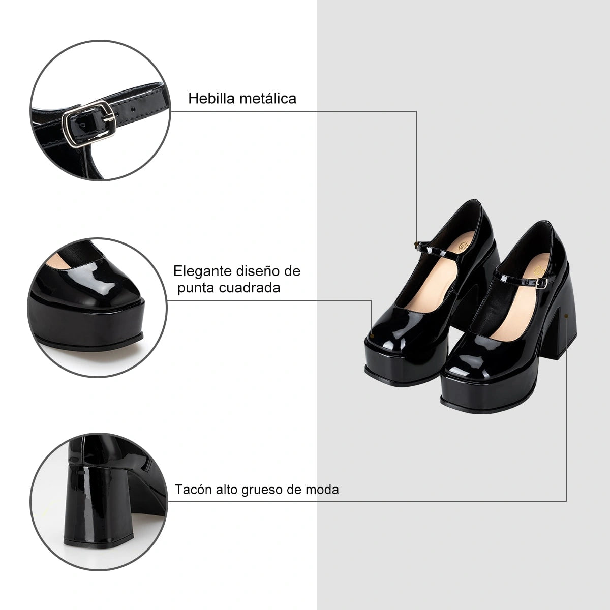 Zapatos Mary Jane Mujer Amapola Negro Weide