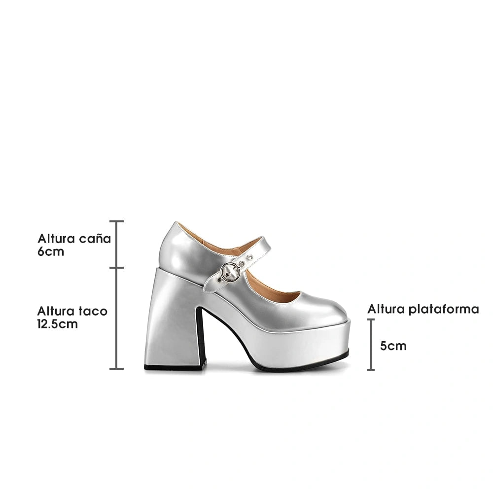 Zapatos Mary Jane Mujer Amaya Plateado Weide