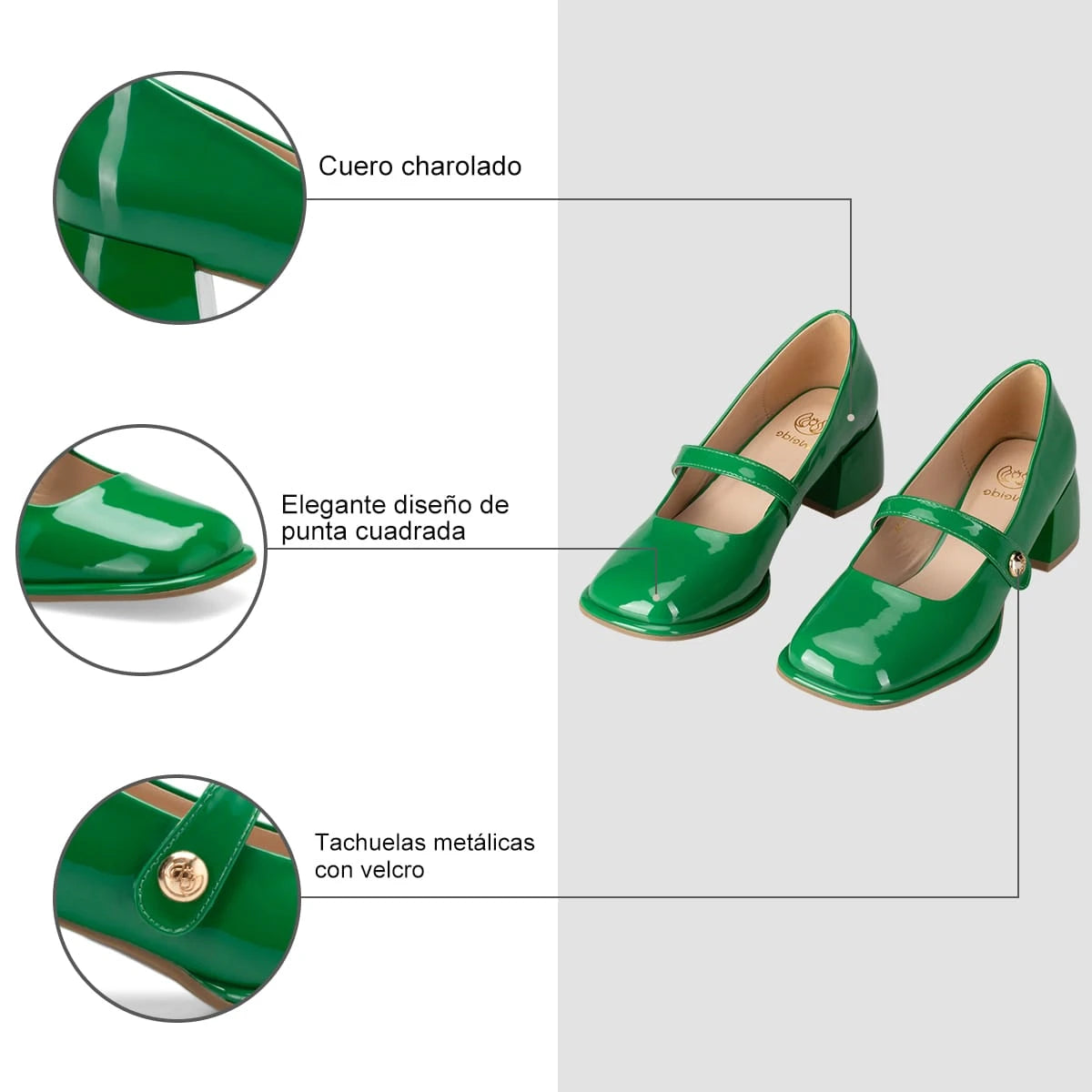 Zapatos Mary Jane Mujer Amelia Verde Weide YL56