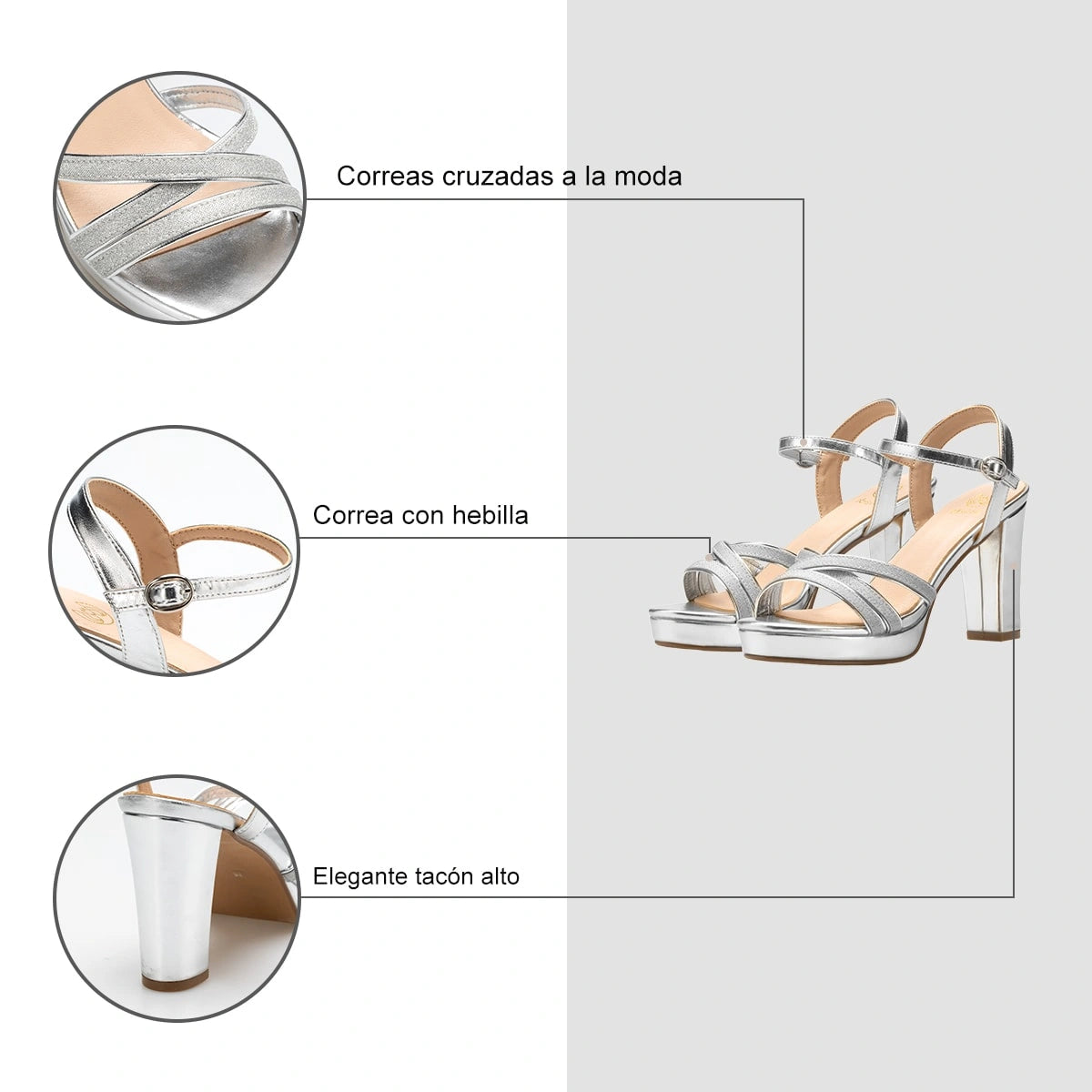 Sandalias Fiesta Mujer Anabel Plateado Weide