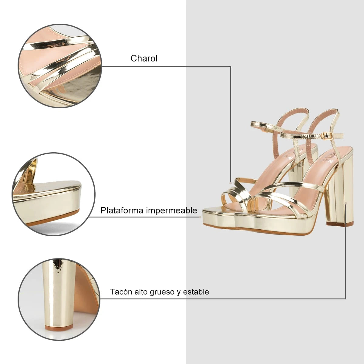 Sandalias Mujer Zulema Dorado Weide