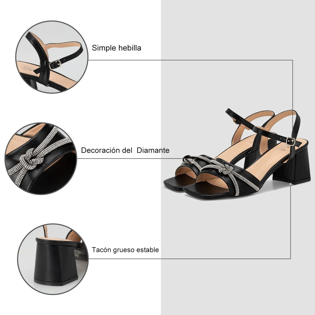 Sandalias Mujer Zaida Negro Weide