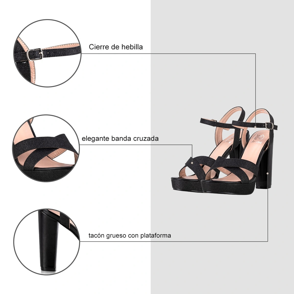 Sandalias Mujer Judith Negro Weide
